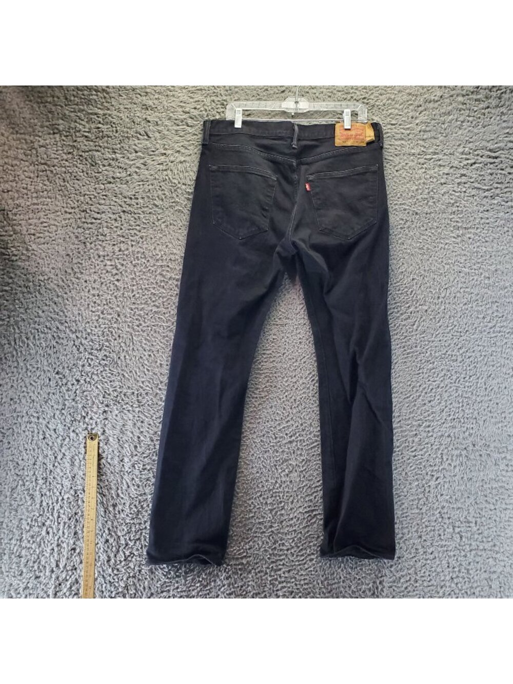Levis Jeans Mens 36x34 Black 501 Button Fly Straight Fit Stretch Denim *Read*
